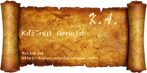 Kányi Arnold névjegykártya